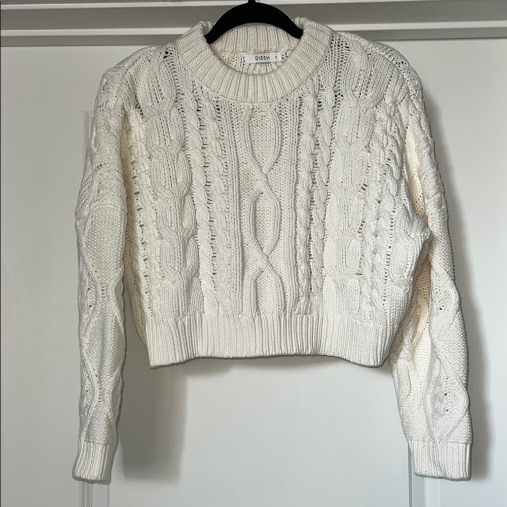 Dissh Women's Cream Cable Knit Sweater 8